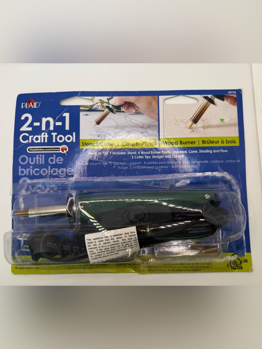 PLAID 2-n-1 Craft Tool Wood Burner stencil cutter new crafting burning cutting
